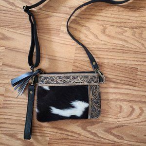 Genuine Handmade Cowhide Leather Designed Edge Crossbody Bag